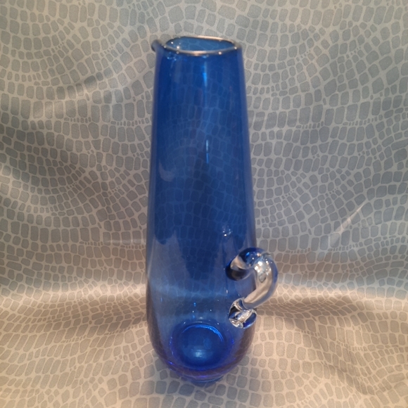 Gorgeous Vintage Hand Blown Glass Cobalt Blue Decorative Pitcher ~ Japan - Picture 2 of 9